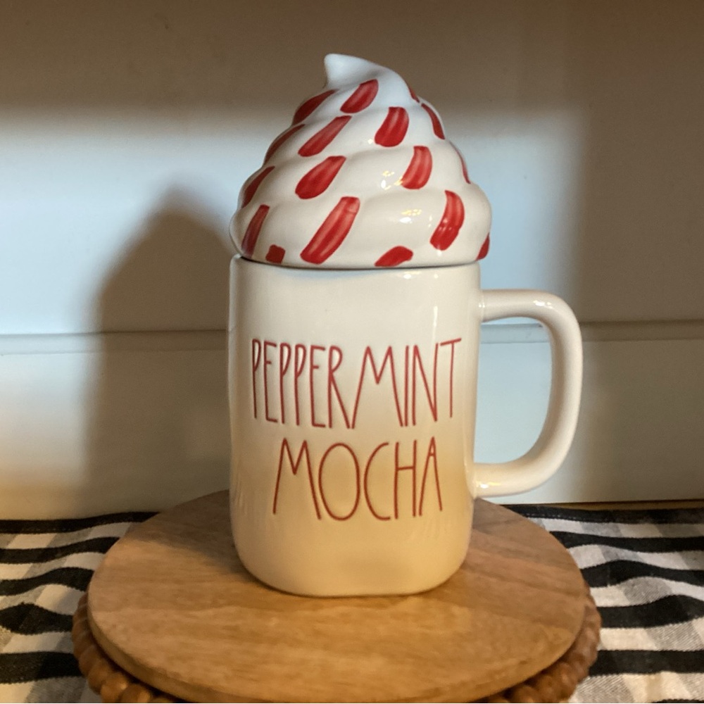 Rae Dunn mug with topper